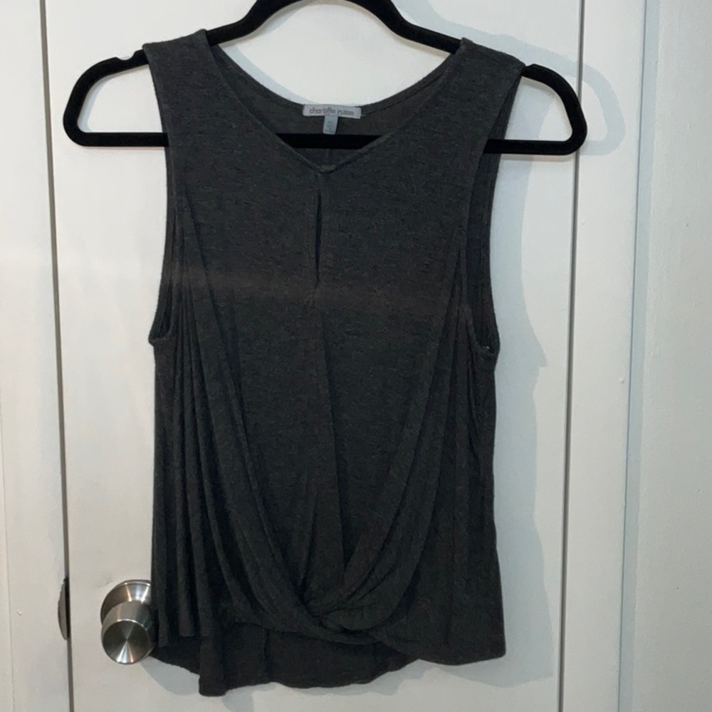 Charlotte Russe, gray sleeveless tank top shirt with wrap design